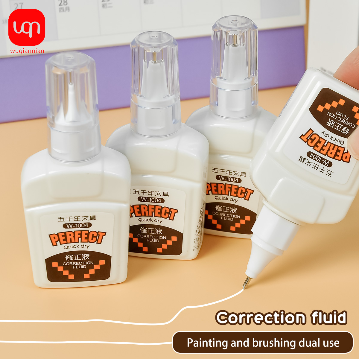 Correction Fluid White - น้ำยาลบคำผิดแบบพกพา WQN-3/6/12PCS18ml สำหรับนักเรียน แห้งเร็ว ป้องกันรอยเปื้อน หมึกสีขาว