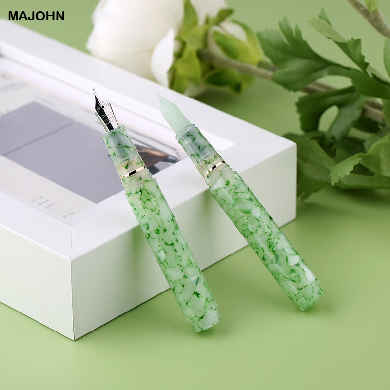 Fountain Pen Ink - ปากกาหมึกซึม MAJOHN N8 หัวปากกาทำจากเรซิ่นและแก้ว สำหรับเขียนงานธุรกิจ เขียนแบบ