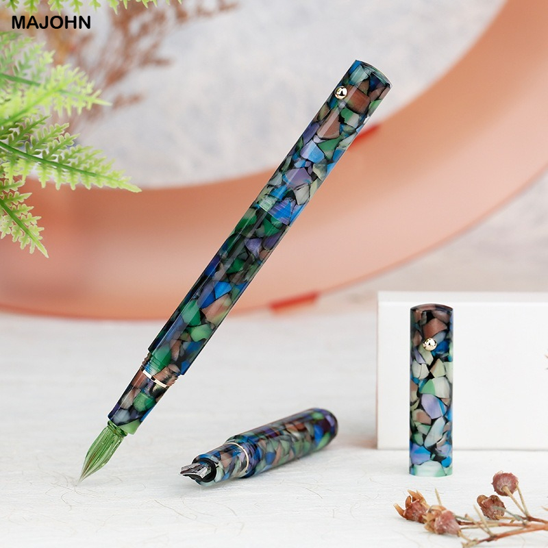 Fountain Pen Ink - ปากกาหมึกซึม MAJOHN N8 หัวเรซิ่นแก้ว ปากกาเขียนด้วยมือ สำหรับเขียนธุรกิจ