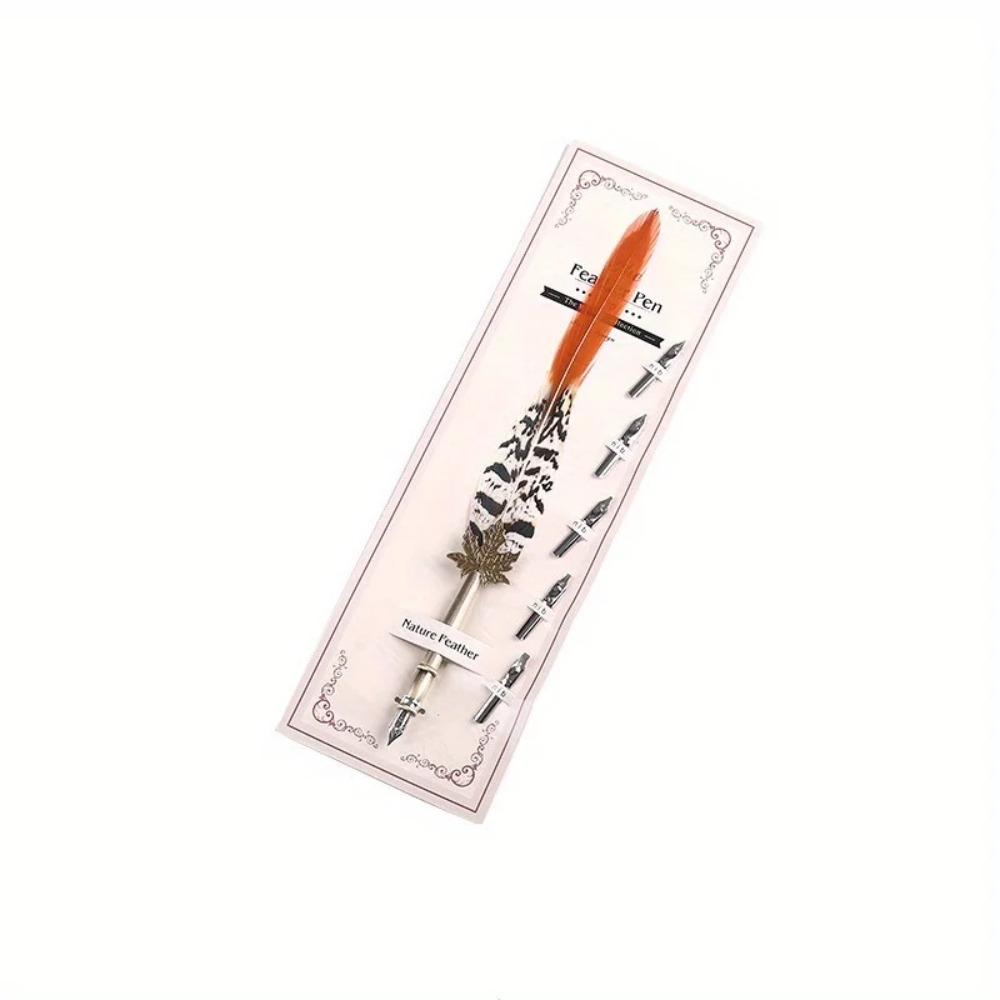 Fountain Pen Ink - ปากกาขนนกยูงสไตล์วินเทจยุโรป สำหรับเขียนลายเซ็นด้วยหมึกแบบจุ่มน้ำ ปากกาหมึกซึมสำหรับธุรกิจ ปากกาจุ่มขนนก