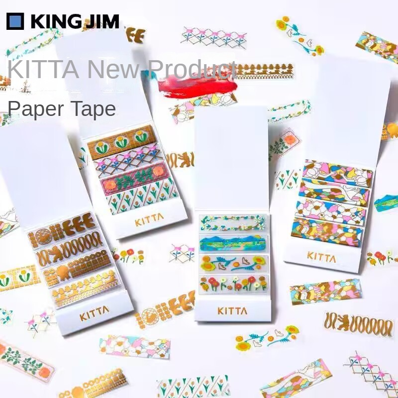 Washi Tape Set - Japan kitta เทปกระดาษวาชิขนาดเล็กน่ารักสำหรับตกแต่งงานประดิษฐ์ทำมือตกแต่งสดใสขนาดเล็กสติกเกอร์ใสที่วาดด้วยมือเทป