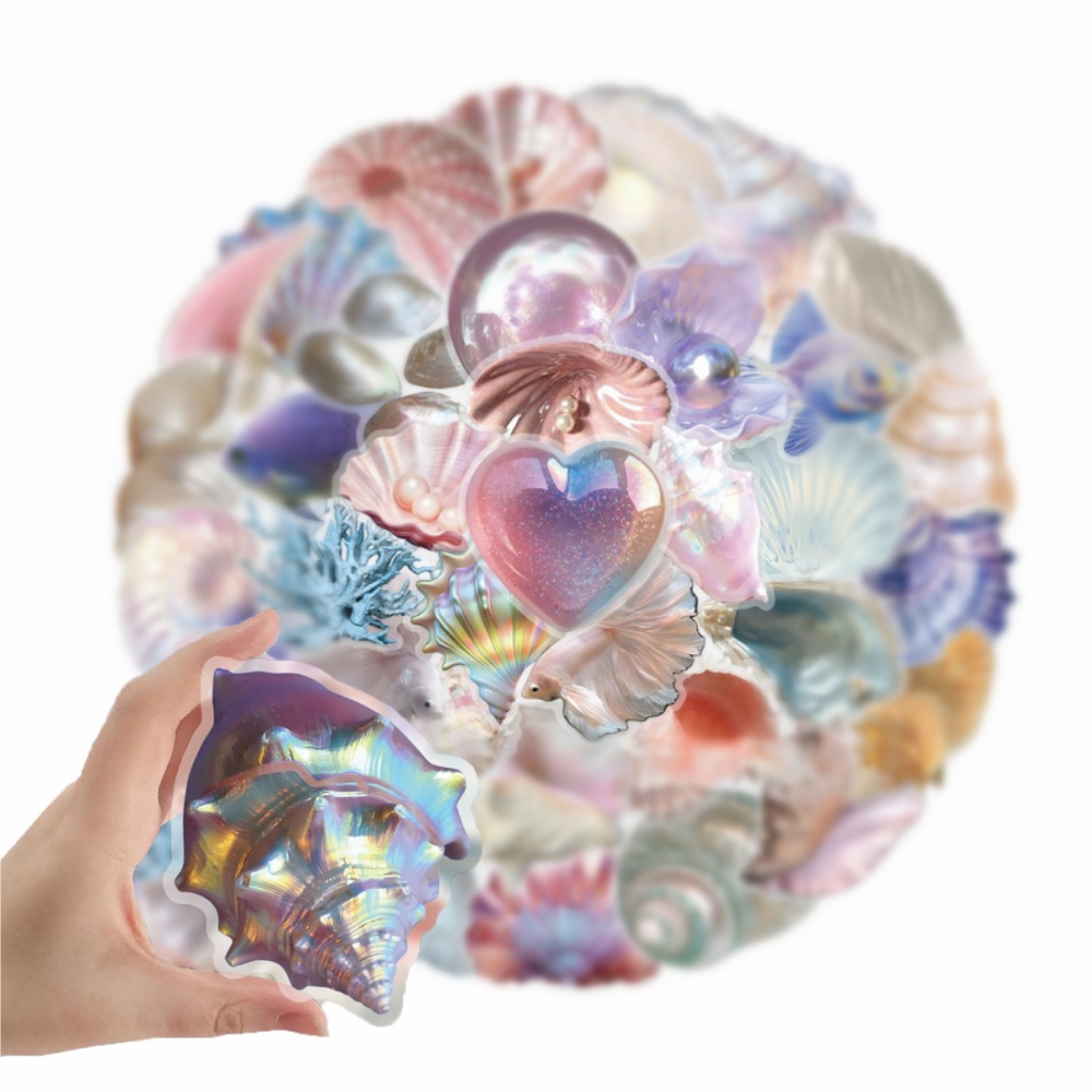 Memo Pad Sticky - 50pcs การ์ตูนสติกเกอร์ Graffiti Conch Pearl DIY