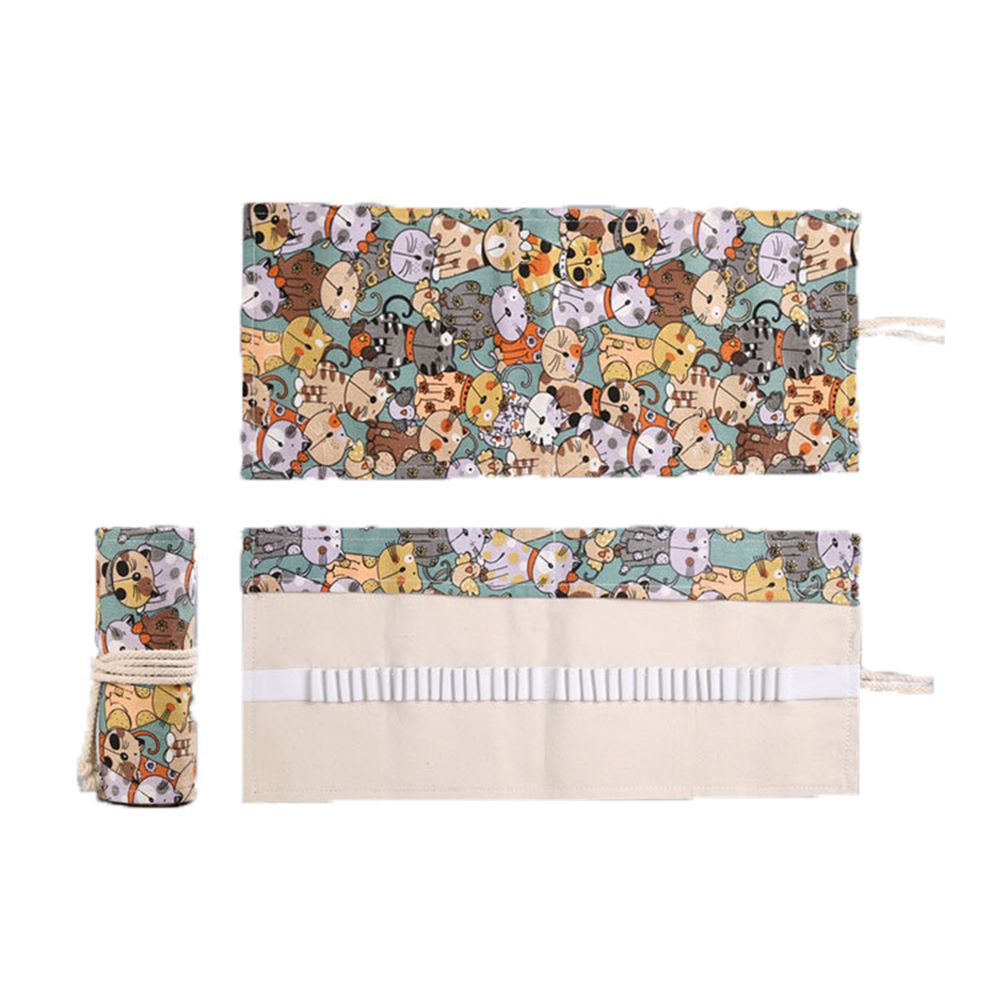 Pen Pouch Roll - กระเป๋าใส่เครื่องเขียนลายแมวน่ารักสำหรับเด็กผู้ชายและเด็กผู้หญิง ความจุเยอะ ใส่ของใช้ในโรงเรียน กระเป๋าใส่ดินสอ กระเป๋าใส่ปากกา