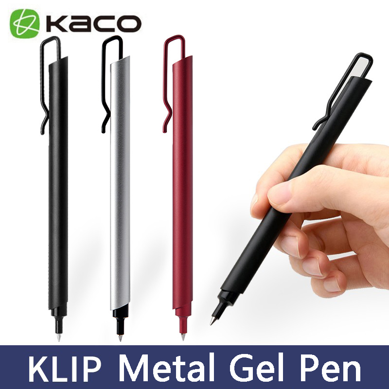 Stationery Supply Business - Kaco หมึกเติมปากกาหมึกเจลโลหะสีดำ0.5มม. เครื่องเขียนหรูหราปากกาบอลพอยท์สำหรับธุรกิจที่เป็นเอกลักษณ์