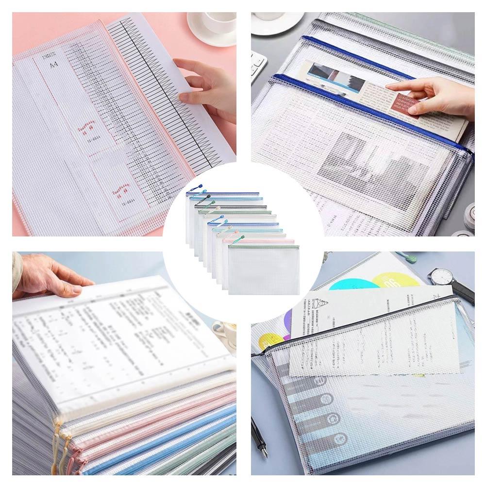 Office Stationery And Supply - 10 ชิ้น โมรันดี ไลท์ คัลเลอร์ ซีรีส์กระเป๋าเก็บเครื่องเขียนแบบตาข่ายพร้อมซิปสำหรับนักเรียนอุปกรณ์สำนักงานโรงเรียน