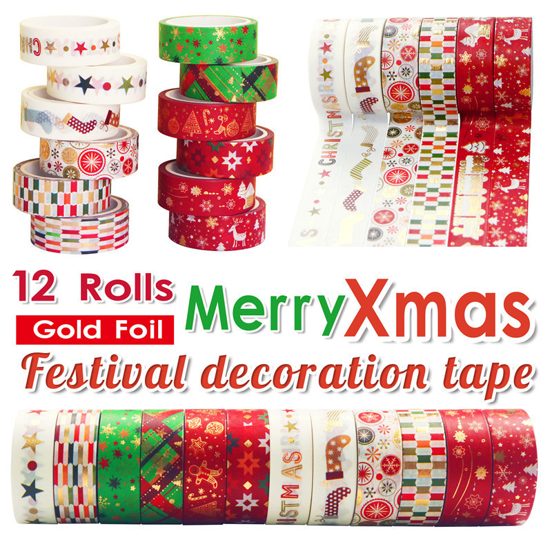 60เมตรคริสต์มาส Washi เทปชุด12 - Washi Tape Set บทวิจารณ์และราคา